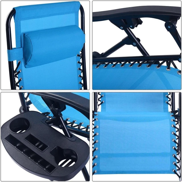 Alt view image 6 of 7 - SlickBlue 2 Pieces Folding Lounge Chair with Zero Gravity