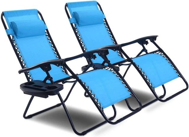 Alt view image 4 of 7 - SlickBlue 2 Pieces Folding Lounge Chair with Zero Gravity
