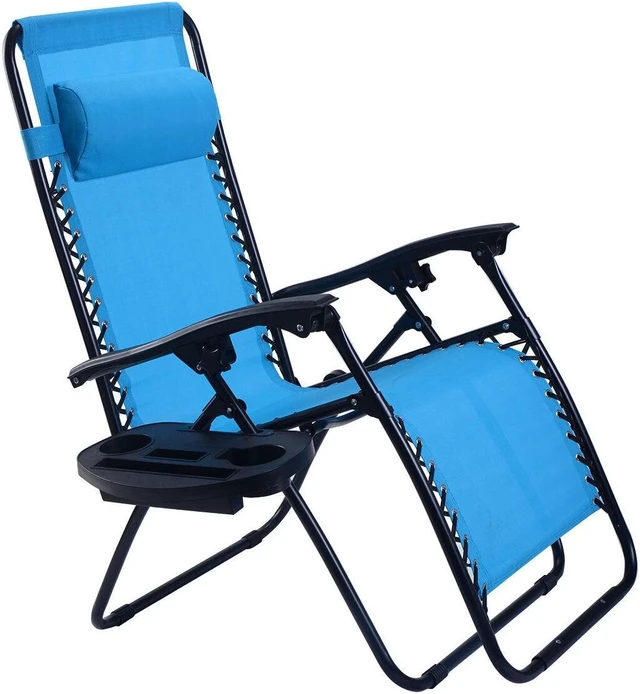 Alt view image 5 of 7 - SlickBlue 2 Pieces Folding Lounge Chair with Zero Gravity