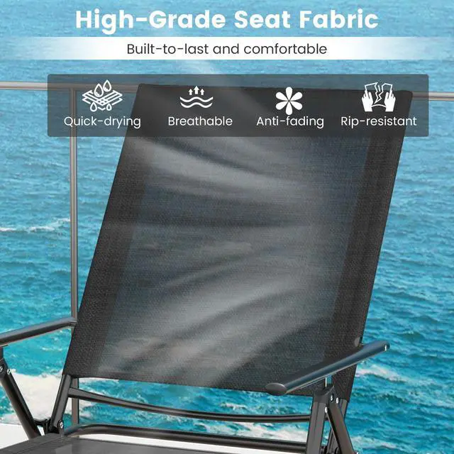 Alt view image 6 of 7 - SlickBlue 2 Piece Patio Folding Chaise Lounge Chairs Recliner with 6-Level Backrest