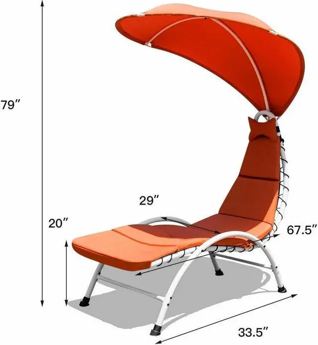 Alt view image 6 of 7 - SlickBlue Patio Hanging Swing Hammock Chaise Lounger Chair with Canopy