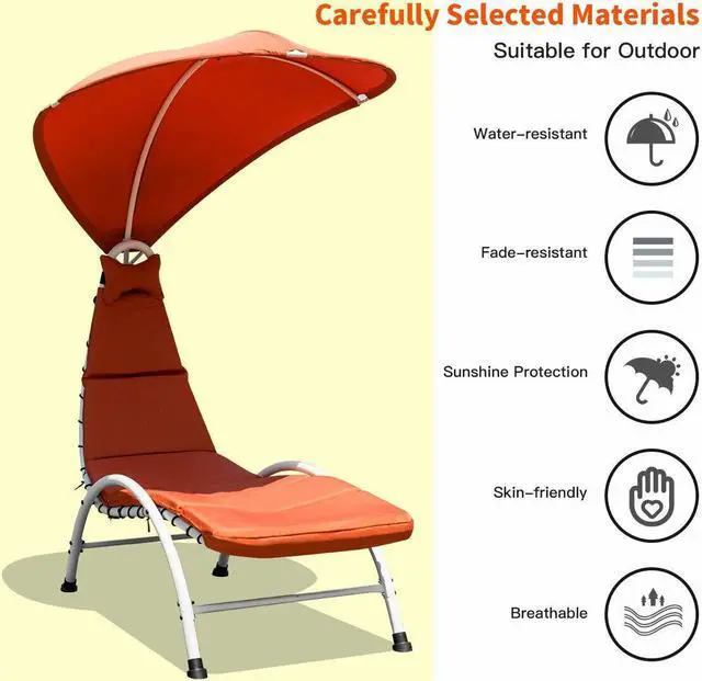 Alt view image 7 of 7 - SlickBlue Patio Hanging Swing Hammock Chaise Lounger Chair with Canopy