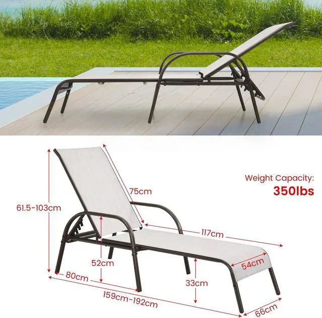 Alt view image 3 of 7 - SlickBlue Adjustable Patio Chaise Folding Lounge Chair with Backrest