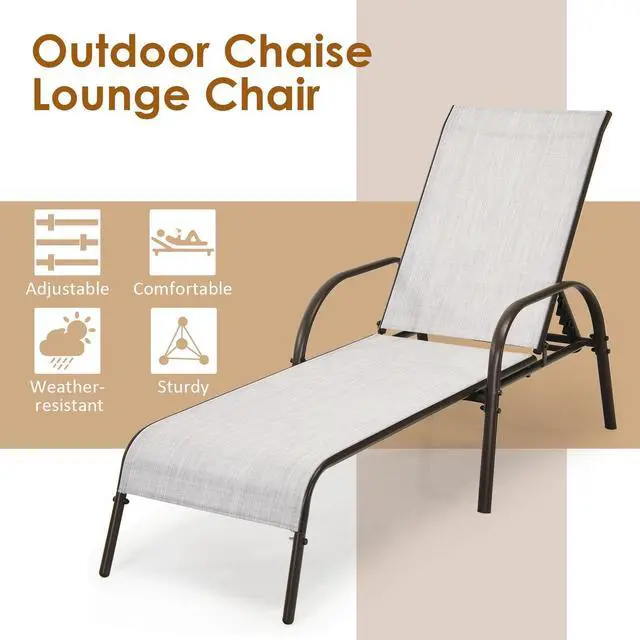 Alt view image 5 of 7 - SlickBlue Adjustable Patio Chaise Folding Lounge Chair with Backrest