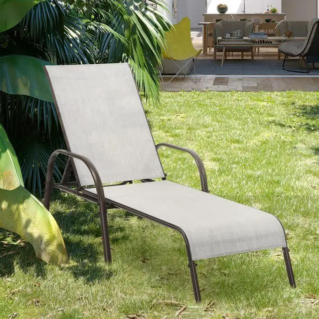 Alt view image 2 of 7 - SlickBlue Adjustable Patio Chaise Folding Lounge Chair with Backrest