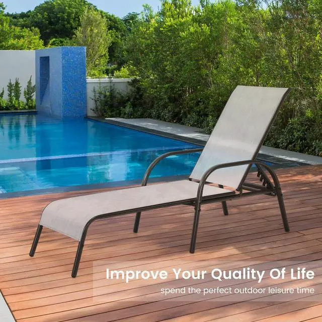 Alt view image 7 of 7 - SlickBlue Adjustable Patio Chaise Folding Lounge Chair with Backrest