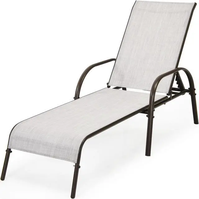 Alt view image 3 of 7 - SlickBlue 2 Pcs Outdoor Patio Lounge Chair Chaise Fabric with Adjustable Reclining Armrest