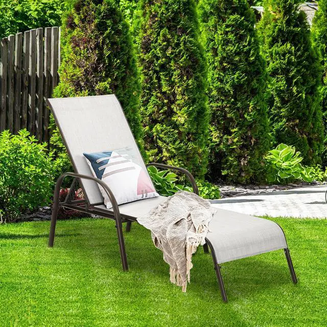 Alt view image 6 of 7 - SlickBlue 2 Pcs Outdoor Patio Lounge Chair Chaise Fabric with Adjustable Reclining Armrest