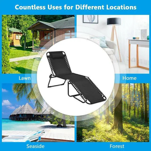 Alt view image 4 of 7 - SlickBlue Folding Heightening Design Beach Lounge Chair with Pillow for Patio