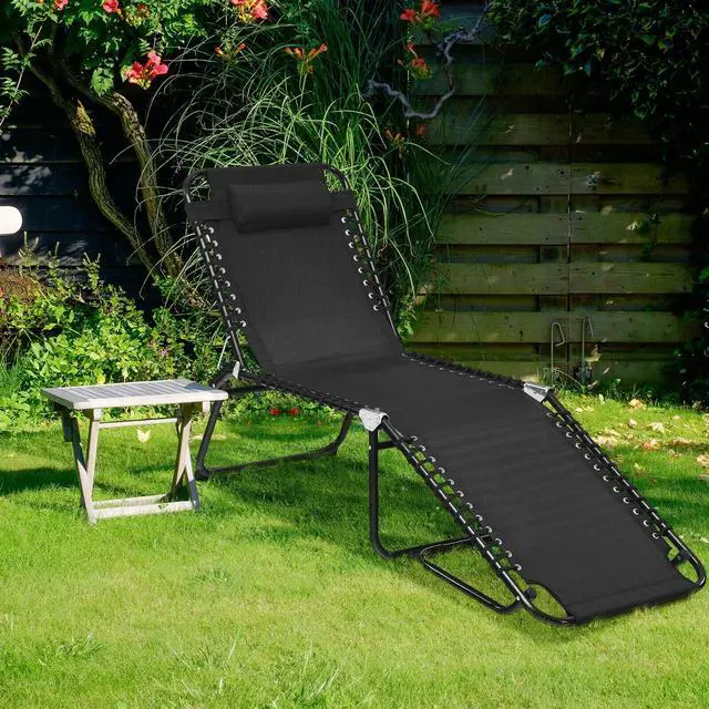 Alt view image 2 of 7 - SlickBlue Folding Heightening Design Beach Lounge Chair with Pillow for Patio