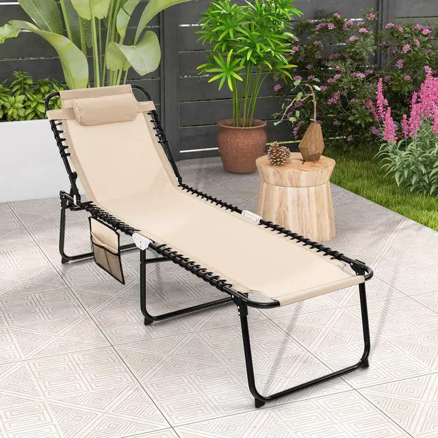 Alt view image 3 of 7 - SlickBlue Foldable Recline Lounge Chair with Adjustable Backrest and Footrest