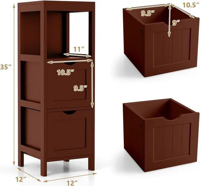 Alt view image 2 of 7 - SlickBlue Freestanding Storage Cabinet with 2 Removable Drawers for Bathroom