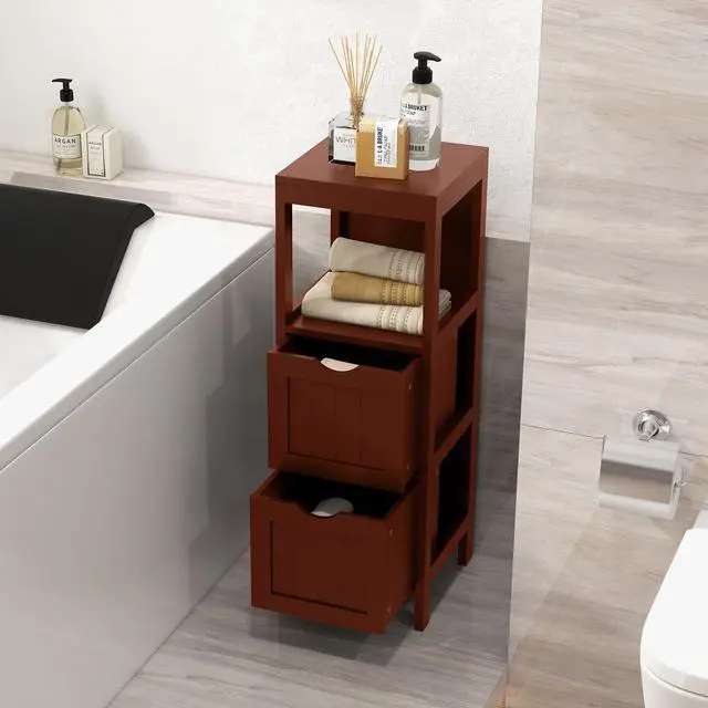 Alt view image 3 of 7 - SlickBlue Freestanding Storage Cabinet with 2 Removable Drawers for Bathroom