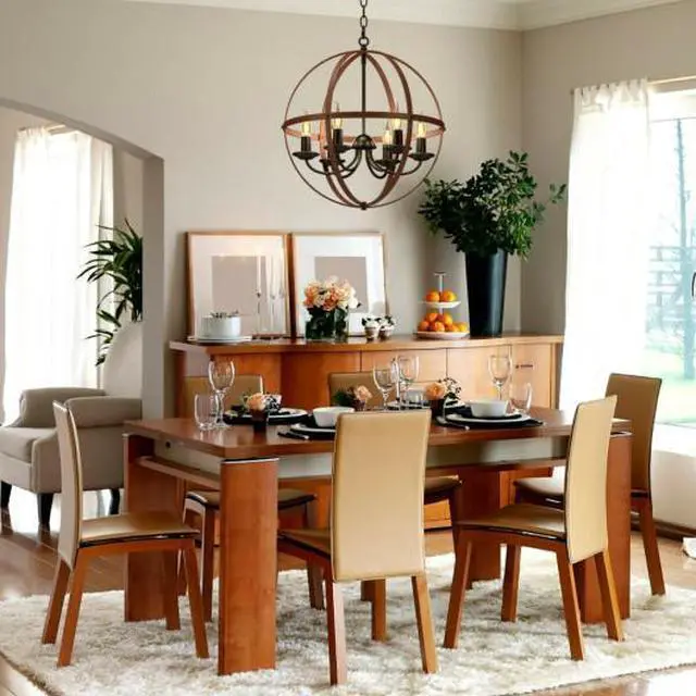 Main image of SlickBlue 6-Light Orb Chandelier Rustic Vintage Ceiling Lamp