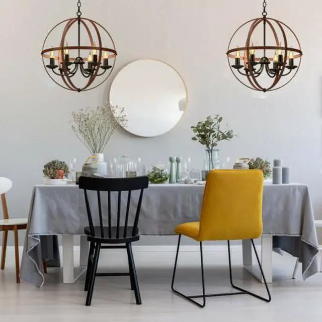 Alt view image 3 of 3 - SlickBlue 6-Light Orb Chandelier Rustic Vintage Ceiling Lamp