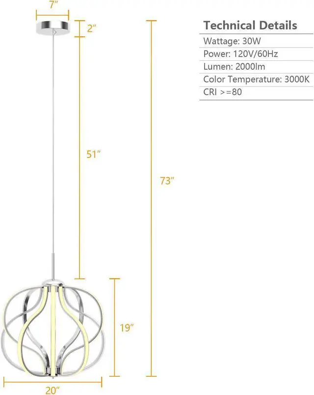 Alt view image 3 of 7 - SlickBlue Modern Dimmable Warm White LED Chandelier