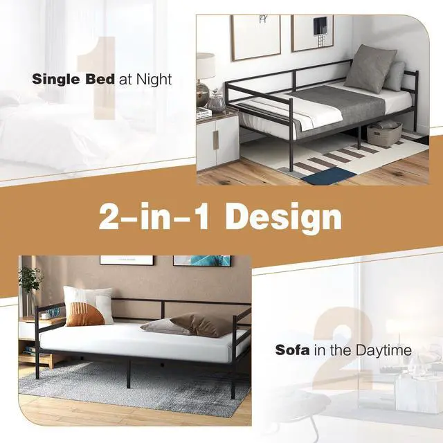 Alt view image 6 of 7 - SlickBlue Twin Size Metal Daybed Frame for Living Room Bedroom