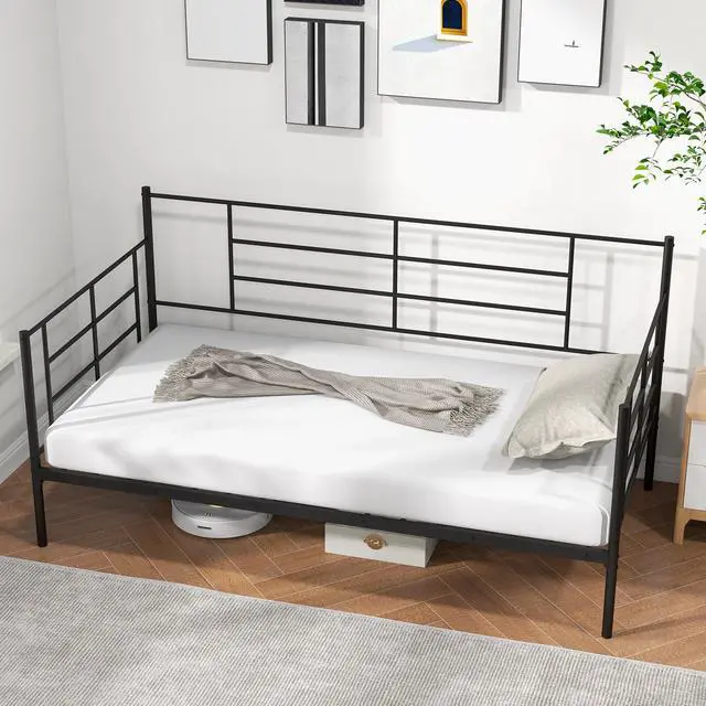 Alt view image 3 of 7 - SlickBlue Twin Size Metal Daybed Sofa Bed Frame with Armrests and Backrest