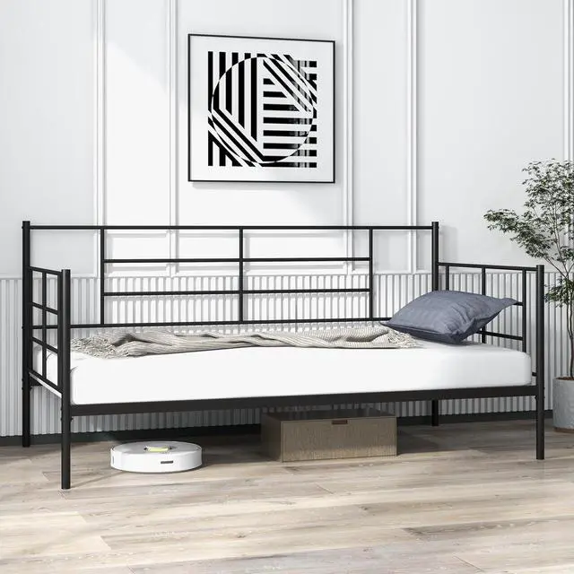 Alt view image 5 of 7 - SlickBlue Twin Size Metal Daybed Sofa Bed Frame with Armrests and Backrest