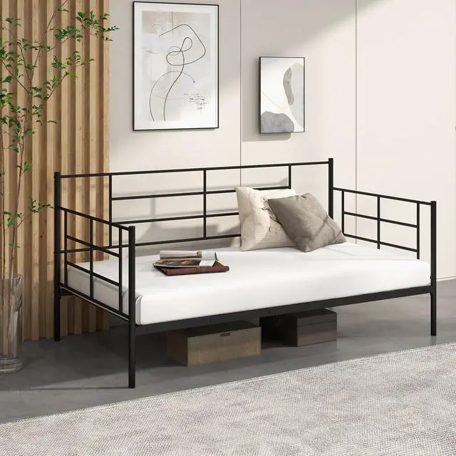 Alt view image 4 of 7 - SlickBlue Twin Size Metal Daybed Sofa Bed Frame with Armrests and Backrest