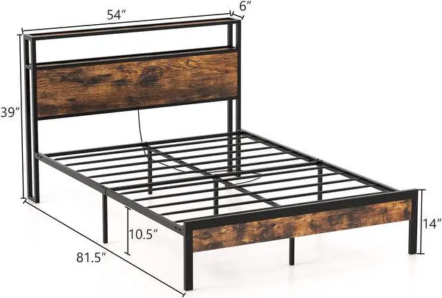 Alt view image 5 of 7 - SlickBlue Twin/Full/Queen Bed Frame with Storage Headboard and Charging Station
