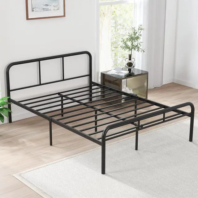 Alt view image 2 of 7 - SlickBlue Full Bed Frame with Headboard and Footboard No Box Spring Needed-Black