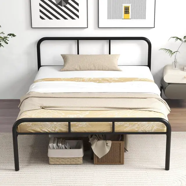 Alt view image 5 of 7 - SlickBlue Full Bed Frame with Headboard and Footboard No Box Spring Needed-Black