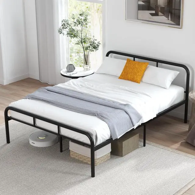 Alt view image 3 of 7 - SlickBlue Full Bed Frame with Headboard and Footboard No Box Spring Needed-Black