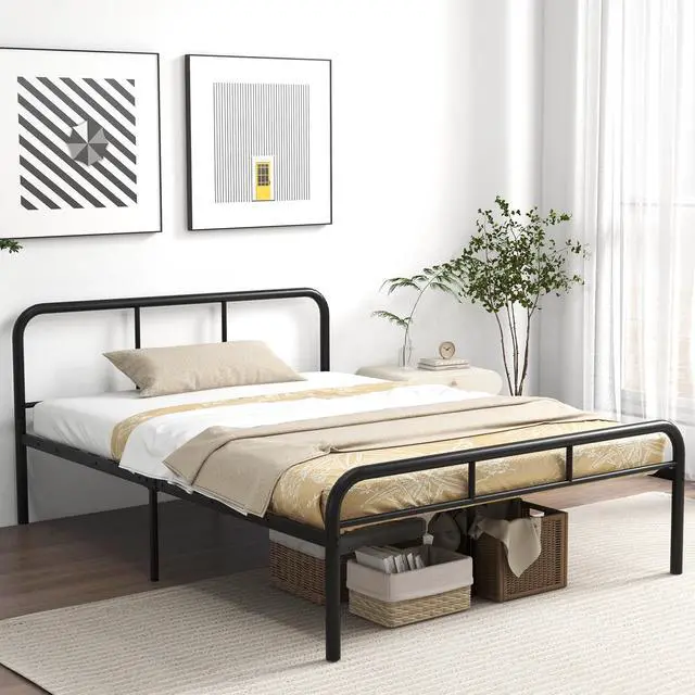 Alt view image 4 of 7 - SlickBlue Full Bed Frame with Headboard and Footboard No Box Spring Needed-Black