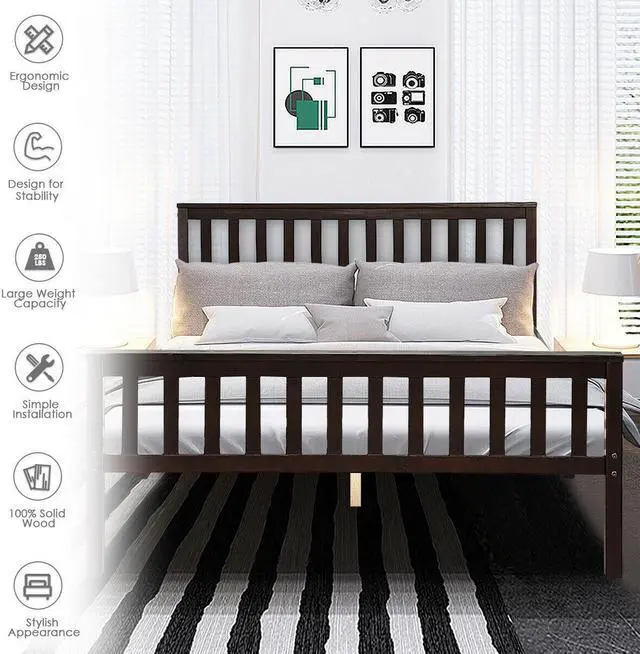 Alt view image 3 of 7 - SlickBlue Wood Bed Frame Support Platform with Headboard and Footboard