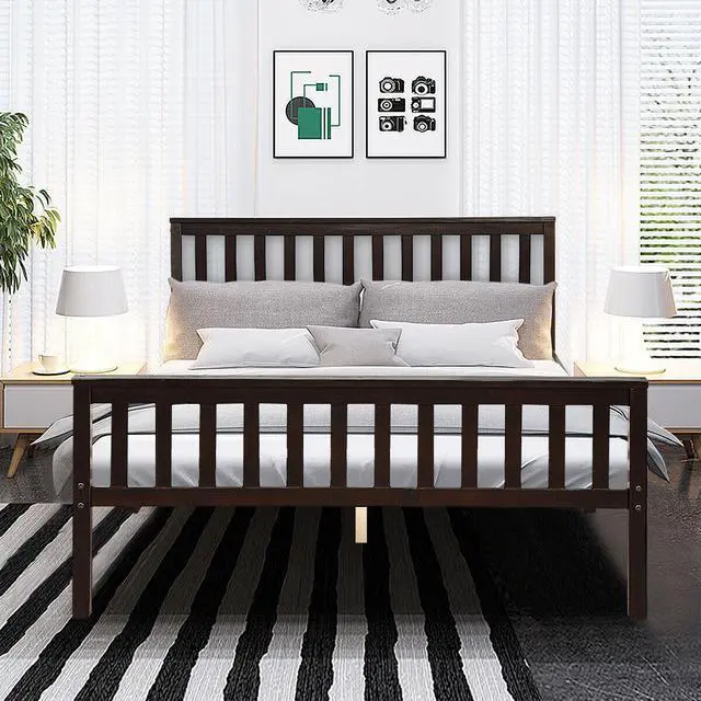 Alt view image 4 of 7 - SlickBlue Wood Bed Frame Support Platform with Headboard and Footboard
