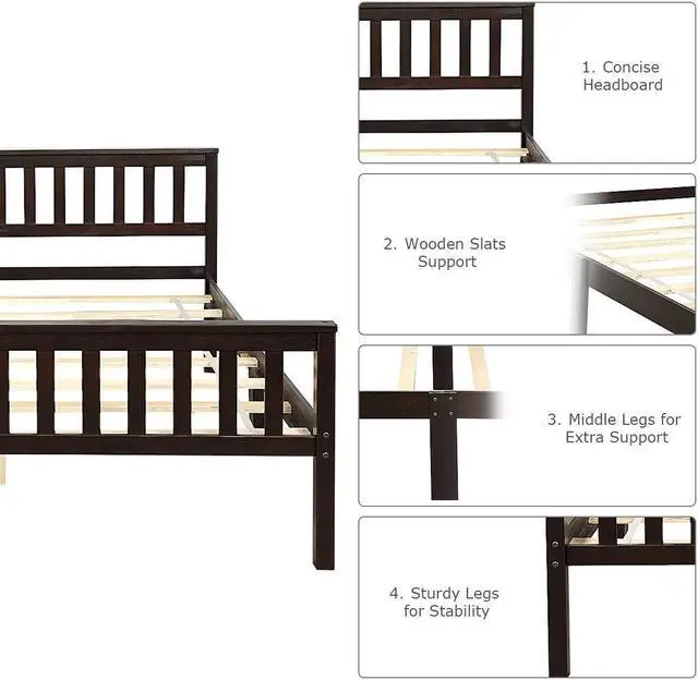 Alt view image 5 of 7 - SlickBlue Wood Bed Frame Support Platform with Headboard and Footboard