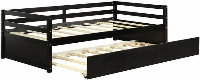 Main image of SlickBlue Twin Size Trundle Platform Bed Frame with  Wooden Slat Support