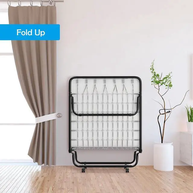 Alt view image 7 of 7 - SlickBlue Rollaway Folding Bed with Memory Foam Mattress and Sturdy Metal Frame