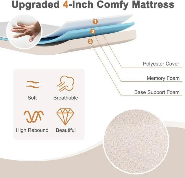 Alt view image 5 of 7 - SlickBlue Rollaway Folding Bed with Memory Foam Mattress