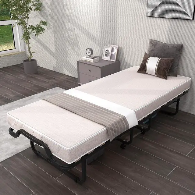 Alt view image 2 of 7 - SlickBlue Rollaway Folding Bed with Memory Foam Mattress