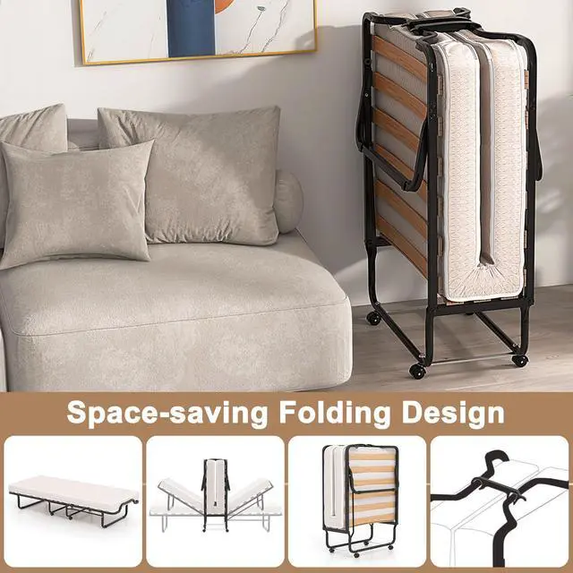 Alt view image 6 of 7 - SlickBlue Rollaway Folding Bed with Memory Foam Mattress