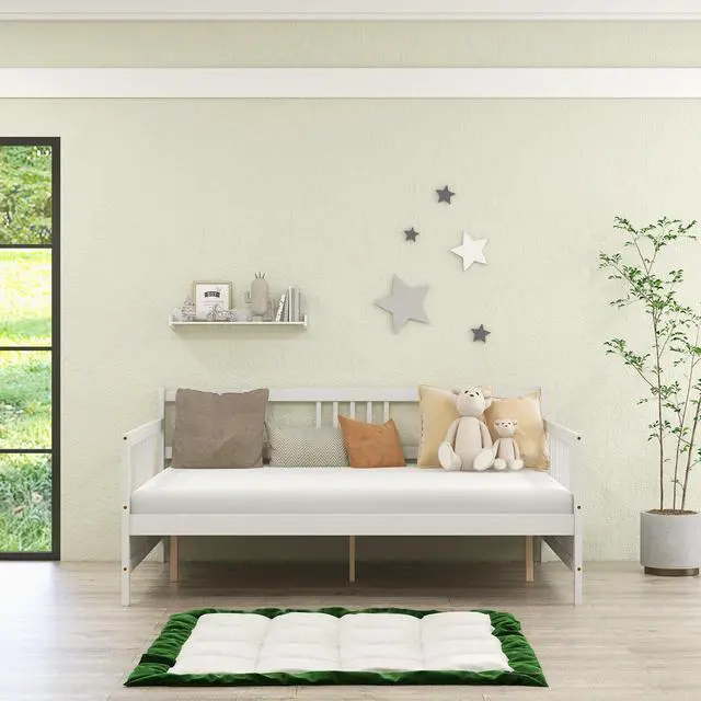 Alt view image 7 of 7 - SlickBlue Wooden Full Size Daybed Frame with Guardrails