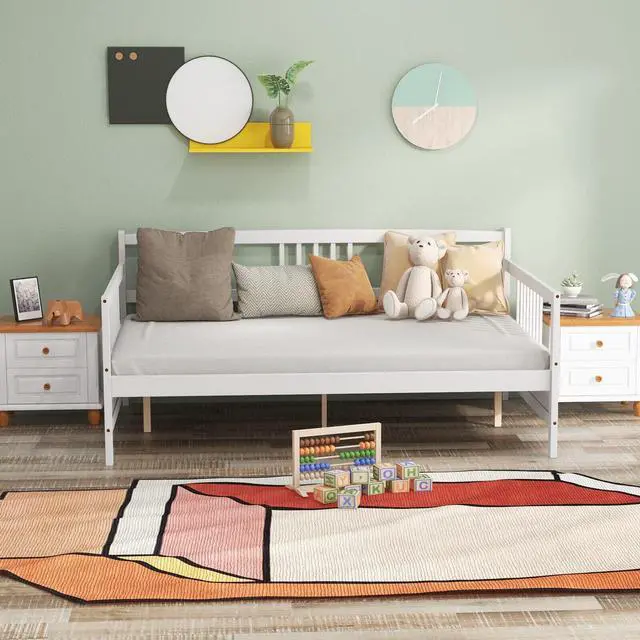 Alt view image 6 of 7 - SlickBlue Wooden Full Size Daybed Frame with Guardrails