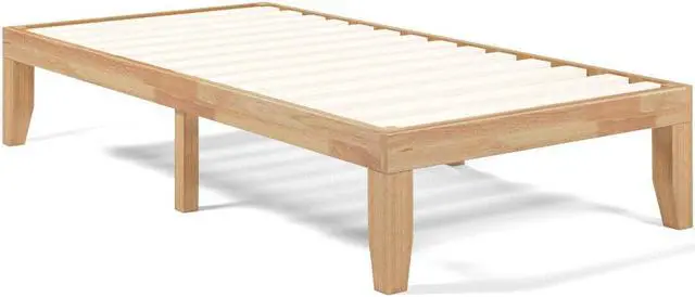 Main image of SlickBlue 14 Inch Twin Size Rubber Wood Platform Bed Frame with Wood Slat Support