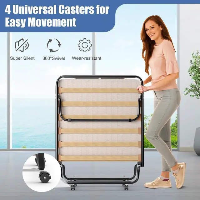 Alt view image 4 of 7 - SlickBlue Portable Folding Bed with Memory Foam Mattress and Sturdy Metal Frame