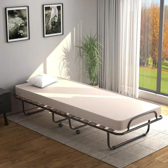 Alt view image 7 of 7 - SlickBlue Portable Folding Bed with Memory Foam Mattress and Sturdy Metal Frame