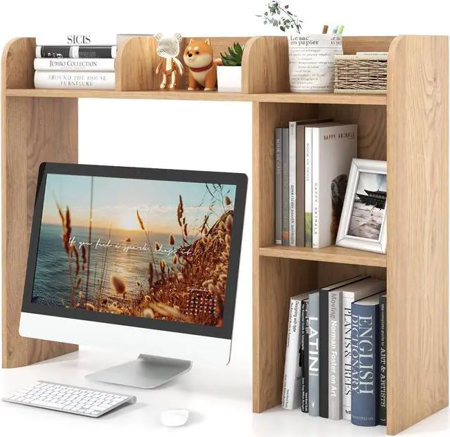 Alt view image 2 of 7 - SlickBlue 3-Tier Multipurpose Desk Bookshelf with 4 Shelves