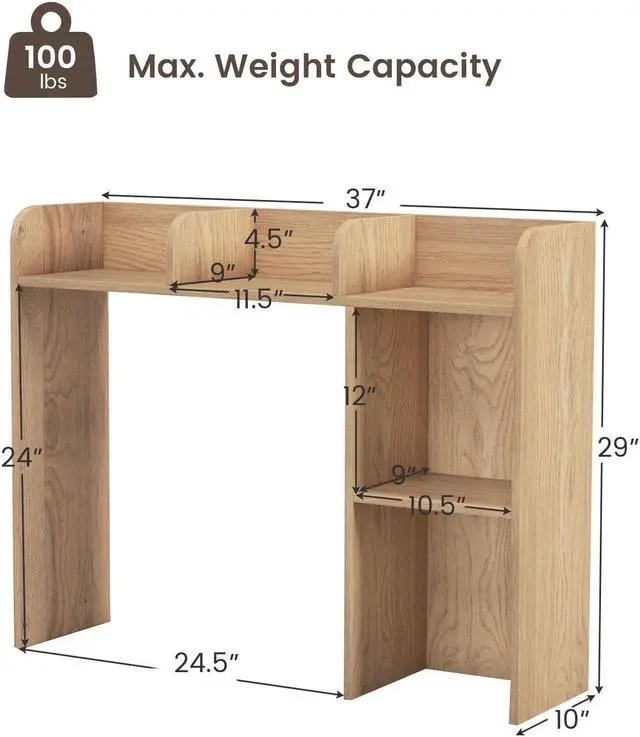 Alt view image 5 of 7 - SlickBlue 3-Tier Multipurpose Desk Bookshelf with 4 Shelves