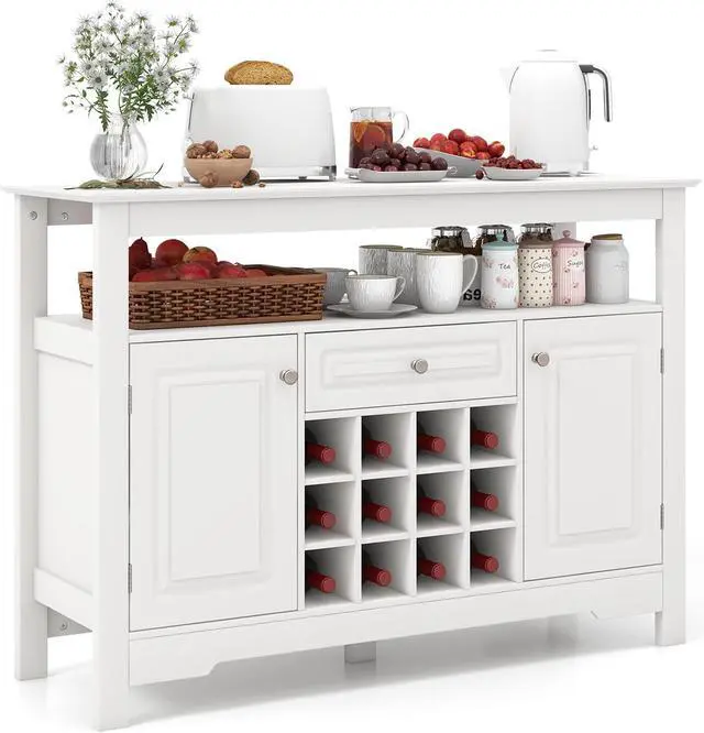 Alt view image 2 of 7 - SlickBlue Buffet Sideboard Wine Liquor Coffee Bar Cabinet with Removable Wine Rack-White