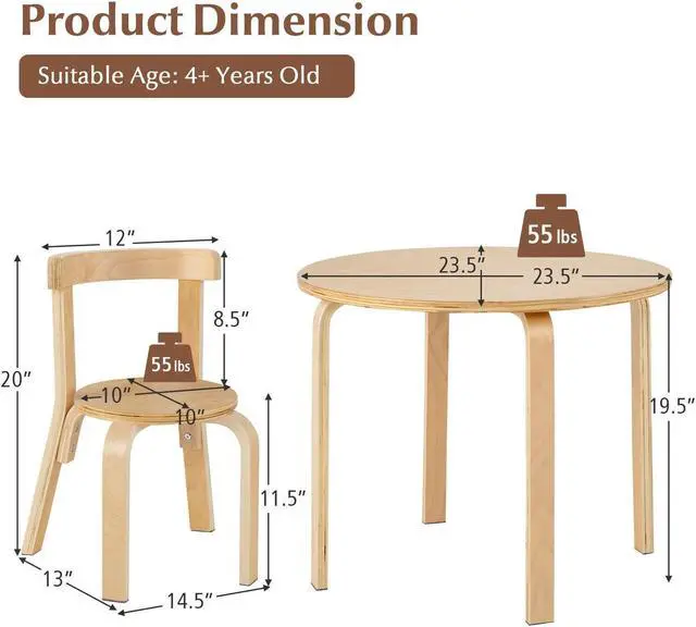 Alt view image 5 of 7 - SlickBlue 5-Piece Kids Wooden Curved Back Activity Table and Chair Set with Toy Bricks-Natural
