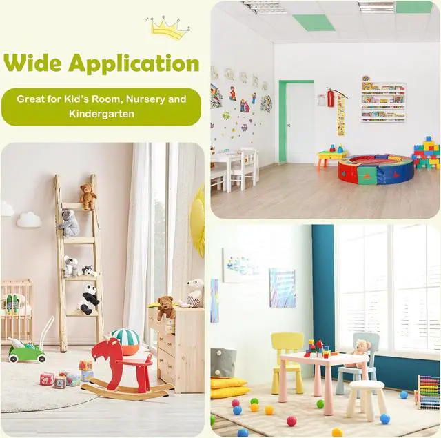 Alt view image 3 of 7 - SlickBlue 5 pcs Kids Pine Wood Table Chair Set-White