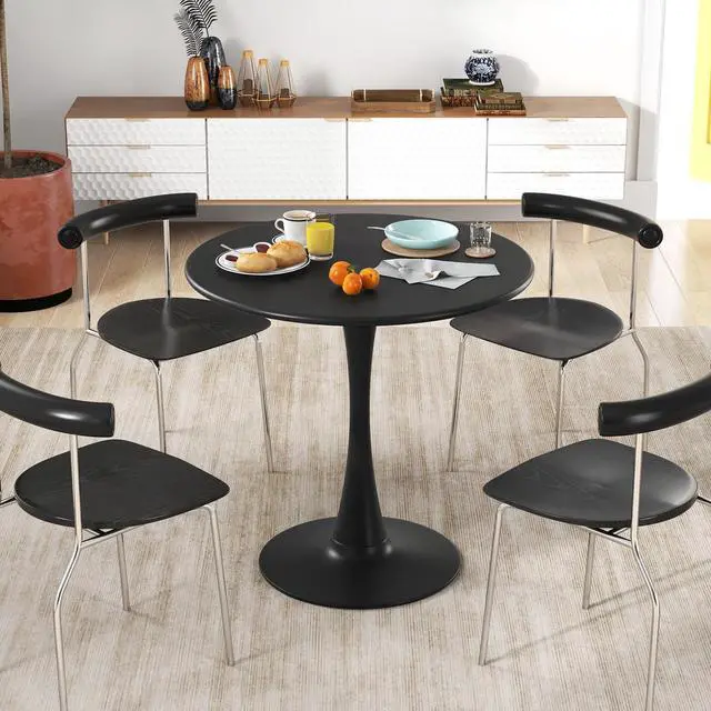 Alt view image 4 of 7 - SlickBlue 31.5" Round Dining Table with Anti-Slip PP Ring-Black
