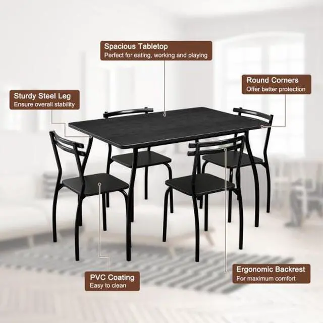 Alt view image 2 of 3 - SlickBlue 5 pcs Dining Table and Chair Set