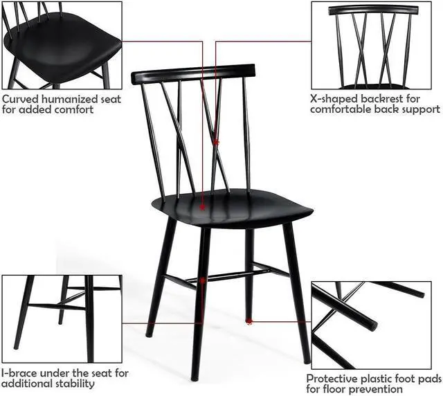 Alt view image 5 of 7 - SlickBlue Set of 2 Modern Dining Chairs with Backrest